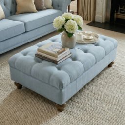 Sofa Style Chesterfield Footstool in Sky Blue