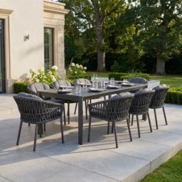 Harbour Lifestyle Pello 8 Seat Extending Dining Set with Ceramic Table in Grey