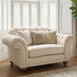 Sofa Style Chesterfield Velvet Loveseat in Cream