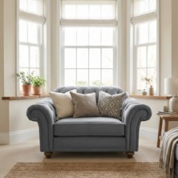 Sofa Style Chesterfield Velvet Loveseat in Steel Grey
