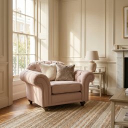 Sofa Style Chesterfield Armchair in Dusky Pink