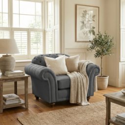 Sofa Style Chesterfield Armchair in Smoke Grey