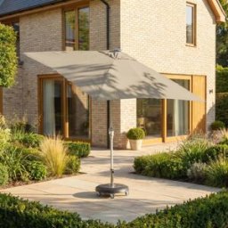 Harbour Lifestyle Zelos 2.5m Square Parasol with LED Lighting in Taupe