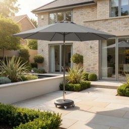 Harbour Lifestyle Zelos 3m Round Parasol with LED Lighting in Grey