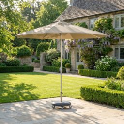 Harbour Lifestyle Zelos 2.5M Round Parasol with LED Lighting in Taupe