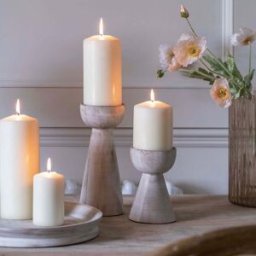 Ivyline - Padstow Whitewash 2 Pack Wooden Candle Holders