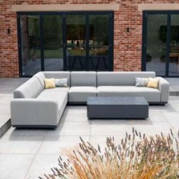 Harbour Lifestyle Luna Outdoor Fabric Large Corner Group Set with Coffee Table in Oyster Grey