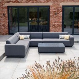 Harbour Lifestyle Luna Outdoor Fabric Large Corner Group Set with Coffee Table in Grey