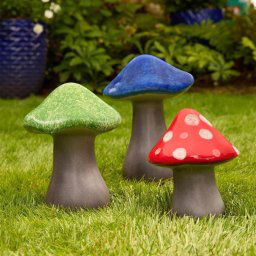 Inside Outside Set of 3 Ceramic Garden Mushrooms