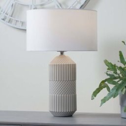 Pacific Lifestyle - Meribel Geo Textured Tall Ceramic Table Lamp in Grey