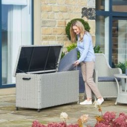 Pacific Lifestyle - Small Rattan Storage Box in Stone Grey