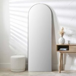 Pacific Lifestyle - Brushed Silver Metal Slim Frame Arch Floor Mirror