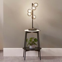 Pacific Lifestyle - Blair Smoke Glass Ball and Black Metal Table Lamp