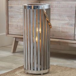 Pacific Lifestyle - Austell Grey Wash Wood Large Lantern Floor Lamp