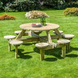 Alexander Rose Pine Wood Gleneagles 8 Seater Round Picnic Table