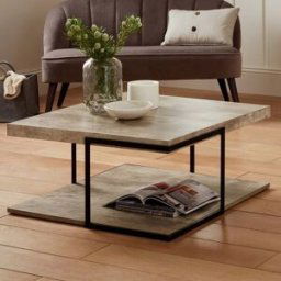Pacific Lifestyle - Jersey Concrete Effect & Black Iron Coffee Table