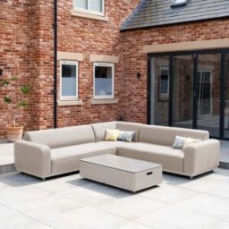 Harbour Lifestyle Luna Outdoor Fabric Corner Sofa Set with Coffee Table in Fawn