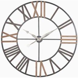 Pacific Lifestyle - Antique Grey Metal and Wood Round Wall Clock