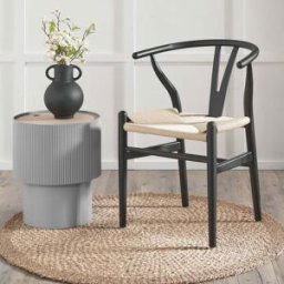 Pacific Lifestyle - Quinn Black Beech Wood and Natural Rope Dining Chair