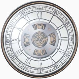 Pacific Lifestyle - Antique Gold Wood and Mirror Round Working Cog Wall Clock