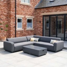 Harbour Lifestyle Luna Outdoor Fabric Corner Sofa Set with Coffee Table in Grey