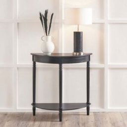 Pacific Lifestyle - Heritage Black Pine Wood Half Moon Console Table