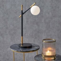 Pacific Lifestyle - Wanda White Orb and Black Metal Table Lamp