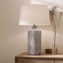 Pacific Lifestyle - Bude Blue and White Stripe Stoneware Table Lamp