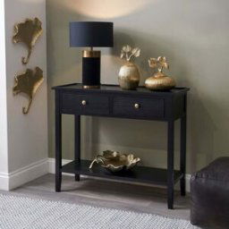 Pacific Lifestyle - Fairford Satin Black Pine Wood 2 Drawer Console Table