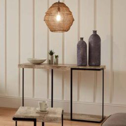 Pacific Lifestyle - Jersey Concrete Effect & Black Iron Console Table