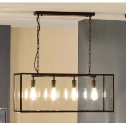 Pacific Lifestyle - Llewellyn Matt Black Metal & Glass Four Bulb Pendant
