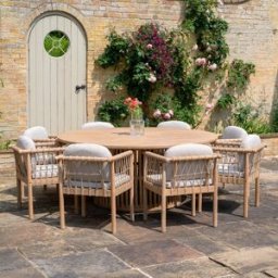 Harbour Lifestyle Paia 8 Seat Round Dining Set in Linen