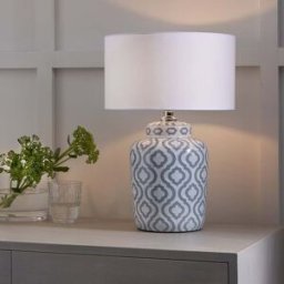 Pacific Lifestyle - Celia Grey and White Pattern Ceramic Table Lamp
