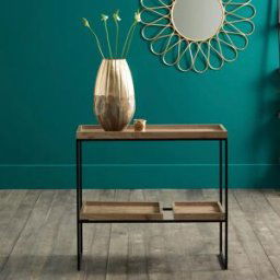 Pacific Lifestyle - Gallery Natural Wood Veneer & Black Metal 2 Shelf Unit