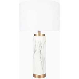 Pacific Lifestyle - Carrara Marble Effect and Brass Ceramic Tall Table Lamp