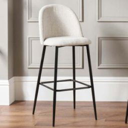 Pacific Lifestyle - Turi Pebble Linen Mix and Black Metal Bar Stool