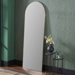 Pacific Lifestyle - Brushed Gold Metal Slim Frame Arch Floor Mirror