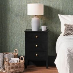 Pacific Lifestyle - Fairford Satin Black Pine Wood 3 Drawer Bedside Unit