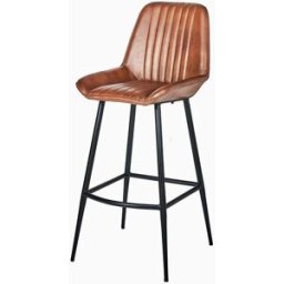Pacific Lifestyle - Angelo Leather and Iron Retro Bar Stool in Vintage Brown