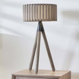 Pacific Lifestyle - Rabanne Slatted Antique Wood Tripod Table Lamp
