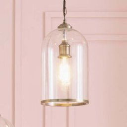Pacific Lifestyle - Cloche Clear Glass and Antique Brass Rimmed Pendant