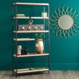 Pacific Lifestyle - Gallery Natural Wood Veneer and Black Metal 5 Shelf Unit