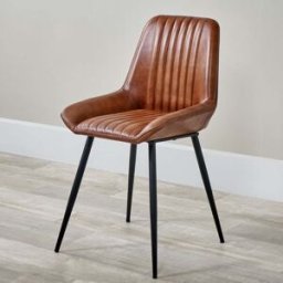Pacific Lifestyle - Angelo Leather and Iron Retro Dining Chair in Vintage Brown