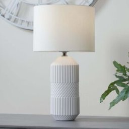 Pacific Lifestyle - Meribel Geo Textured Tall Ceramic Table Lamp in White