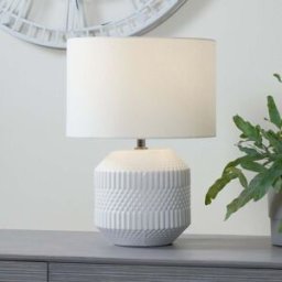 Pacific Lifestyle - Meribel Geo Textured Ceramic Table Lamp in White