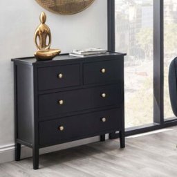 Pacific Lifestyle - Fairford Satin Black Pine Wood 4 Drawer Unit
