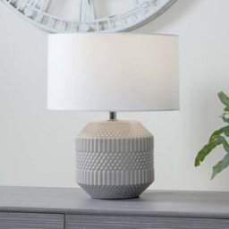 Pacific Lifestyle - Meribel Geo Textured Ceramic Table Lamp in Grey