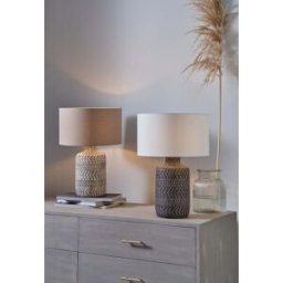 Pacific Lifestyle - Atouk Textured Natural and Black Stoneware Table Lamp