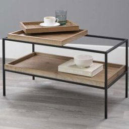Pacific Lifestyle - Gallery Natural Wood Veneer and Black Metal Coffee Table