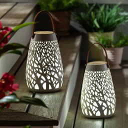 Evergreen Ceramic LED Lanterns 2 Pack